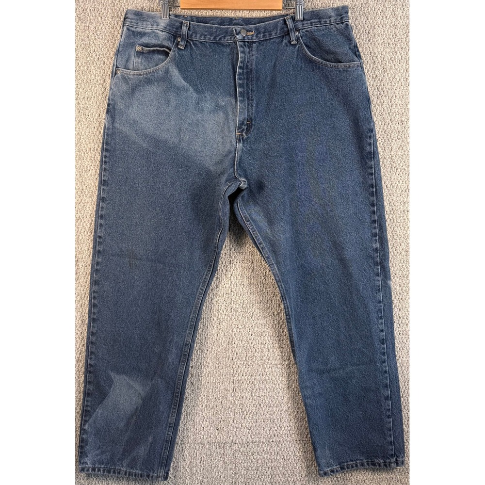 Wrangler Jeans Mens 42x32 Blue Relaxed Fit Vintage 90s Distressed Grunge